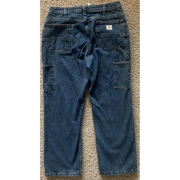 SOLD!!!Carhartt Women’s Size 12X28 Carpenter Blue Jeans Mid Rise WB013 VIO 30x28 - Picture 8 of 11
